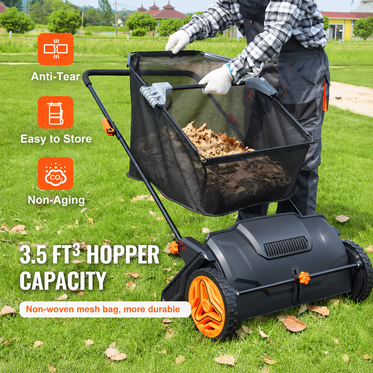21" Push Lawn Sweeper – 3.5 cu. ft. Hopper
