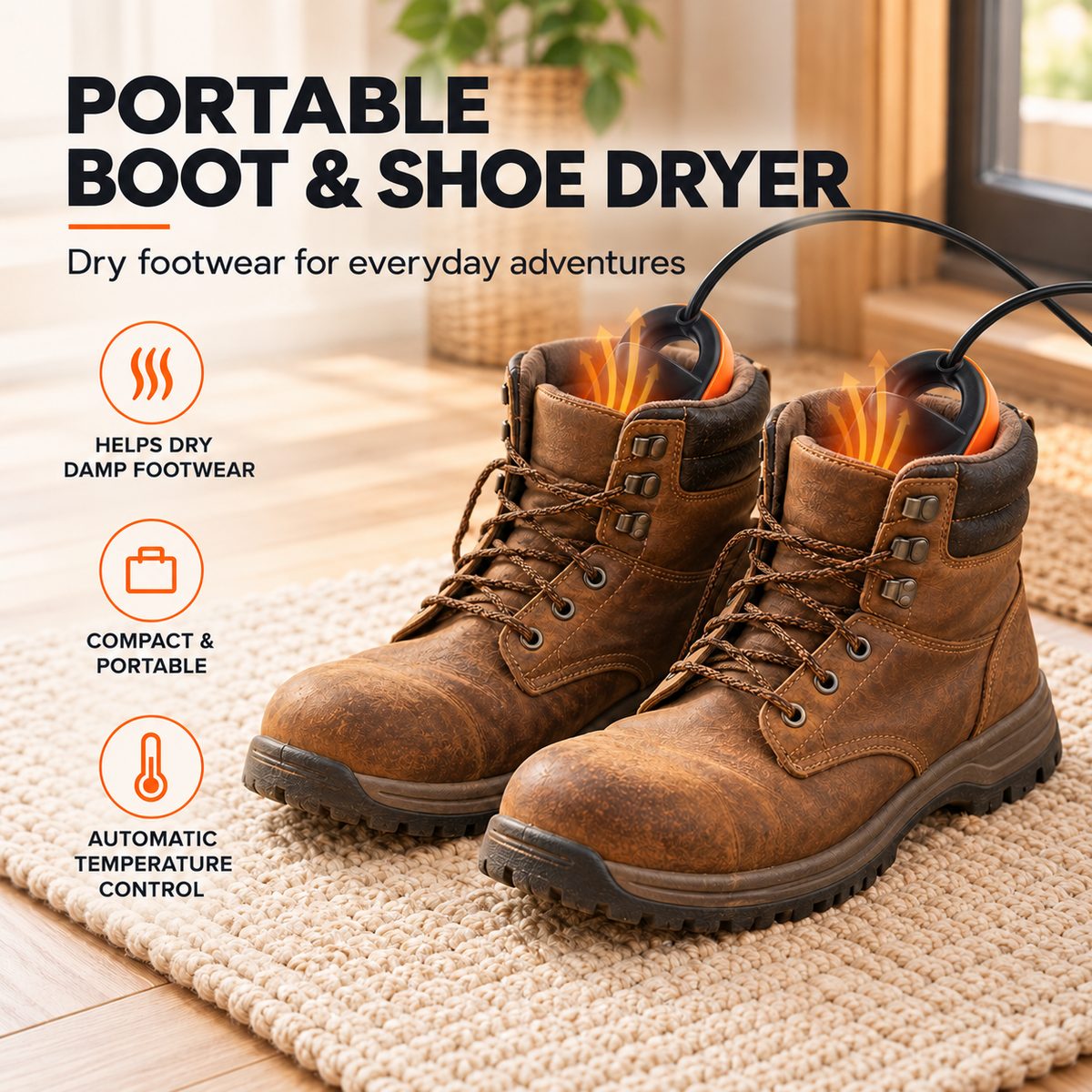 Portable Boot & Shoe Dryer with Automatic Temperature Control
